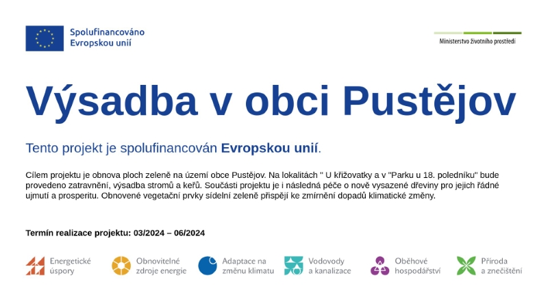 Cedule Výsadba v obci Pustějov